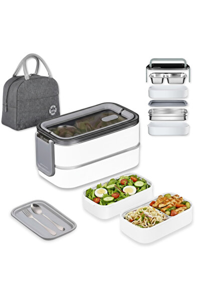 AlsayedP 1400ml Double Layer Bento Lunch Box 304 Stainless Steel Food Contain...