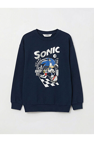 LC Waikiki سترة سميكة للأولاد من GiyÇık Store باللون الأزرق الداكن Sonic مطبوع