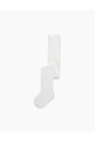 Ziddy جوارب محبوكة بنقشة الجاكار للفتيات الصغيرات، بيضاء