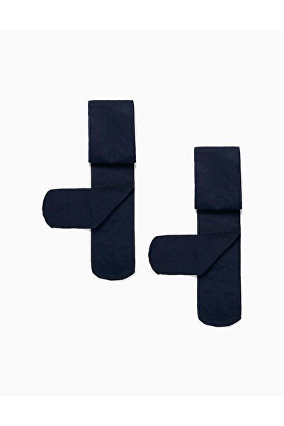 Ziddy Pack of 2 40Den Microfiber Tights for Girls, Dark Blue