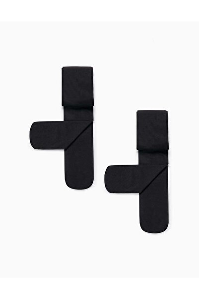 Ziddy Pack of 2 40Den Microfiber Tights for Girls, Black