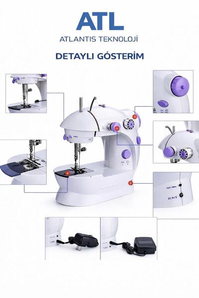 ATLT ATLANTİS MİNİ DİKİL MAKİNESİ TAŞINABİLİR PORTATİF HIZ AYARLI KADEMELİ PR...