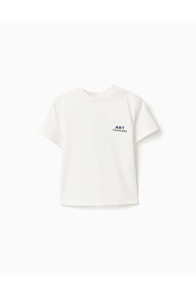 Ziddy تيشيرت قطني أبيض بأكمام قصيرة، مقاس صغير، رسائل نصية قصيرة