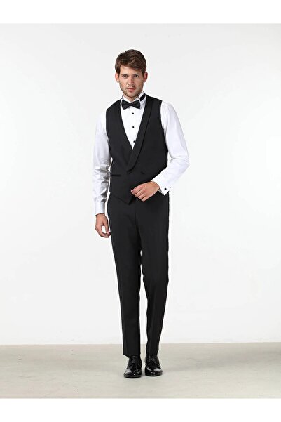 Kip Black Fitted Fit Shawl Collar Classical Waistcoat