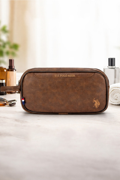U.S. Polo Assn. Pltrs25001 Brown Men's Handbag and Shaving Bag – Water-Resist...