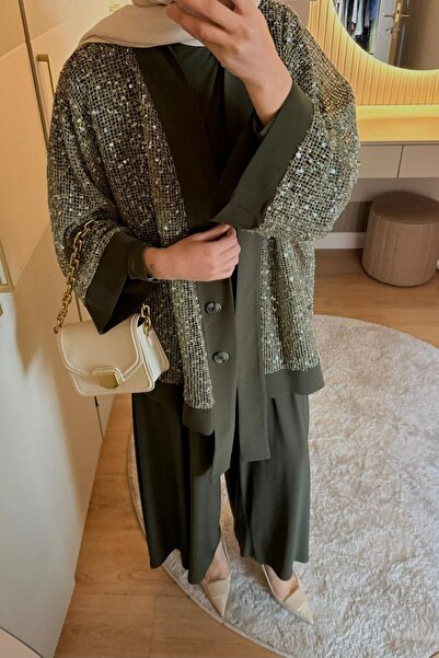 Hazamoda Neşe Triple Glitter Set Khaki