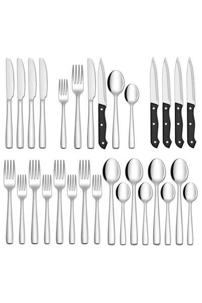 Arabest 24-Piece Silverware Set with Steak Knife,Includes Fork Spoon Knife Si...