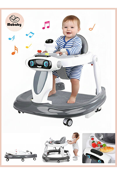 Ma Baby مشاية أطفال 2 في 1 مع لعبة موسيقية وصينية طعام - قابلة لتعديل الارتفا...