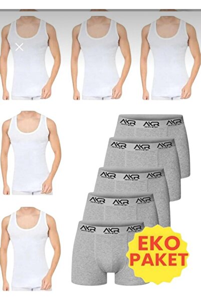 Gizem iç giyim 10 Piece Undershirt and Boxer Set Economical Package 5 Boxers ...