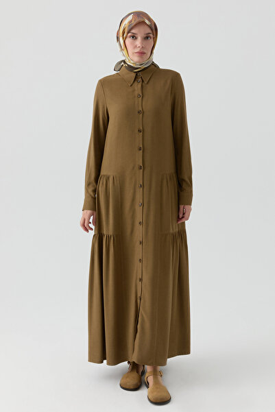 Tuğba Büzgü Detaylı Elbise - Olive
