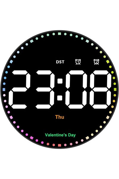 HPYTECH 🕒Yuvarlak Dijital LED Duvar Saati 10 İnç🕒Kumandalı🕒Saat·Tarih·Sıca...