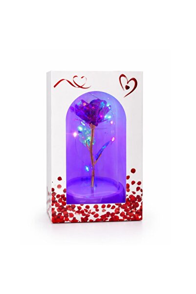 LOVE Crystallized Rose 15cm with Multicolor LED Light, in Plastic Dome, in Gi...