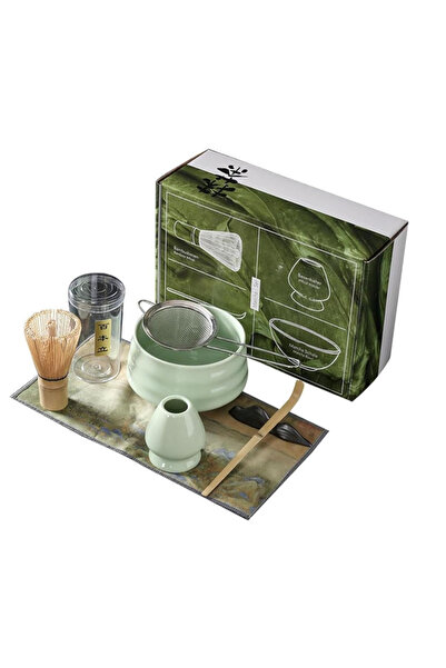 EHOME طقم مضرب ماتشا مكون من 7 قطع، وعاء تشاوان، مضرب من الخيزران، مصفاة من ا...