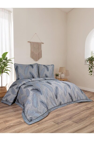 Calantha Home Collection Elsa 3 Piece Indigo Pique Set 240 X 260 cm 240 X 260 cm Dark Blue