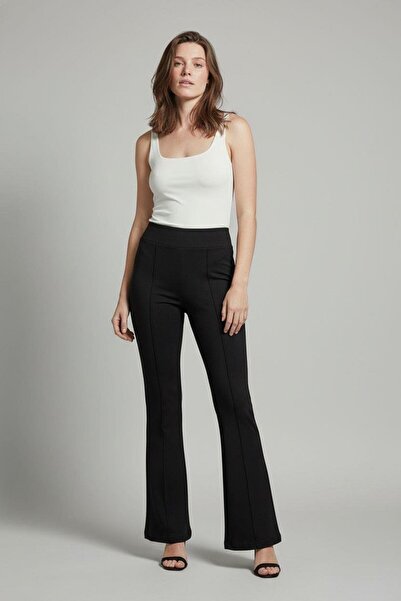 Madmext Μαύρο ψηλόμεσο γυναικείο παντελόνι με φαρδιά μπατζάκια, κομψό και καθ...