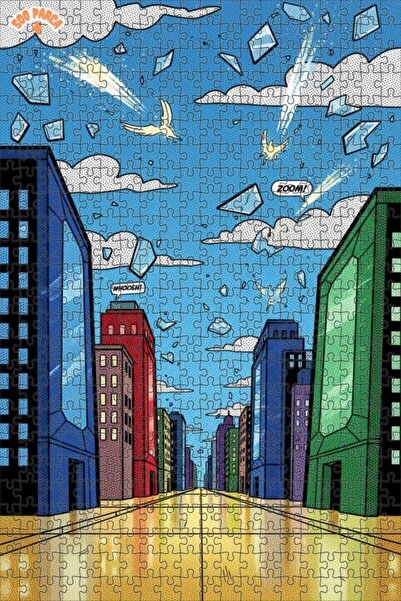 Teona Ahşap Superhero City Escape Cartoon Art Double-Layer Framed Wooden Puzz...