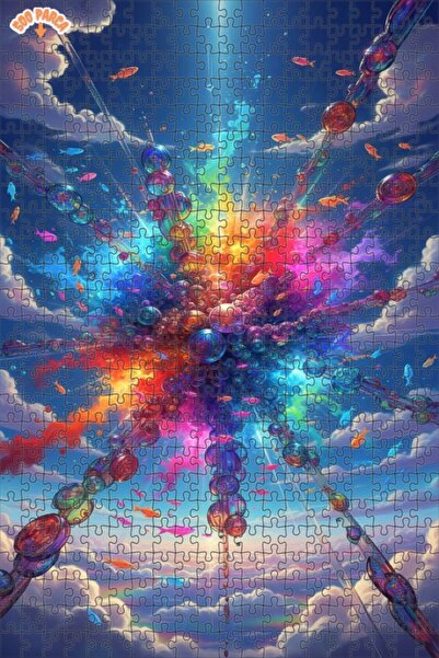 Teona Ahşap Rainbow Fish World Oil Painting Lookalike Art Double-Layer Framed...