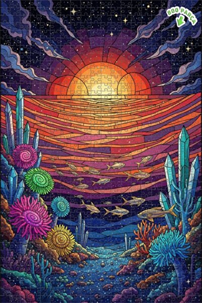 Teona Ahşap لغز خشبي بتصميم فسيفساء كريستالية تحت البحر من هايال وورلد 800 قط...