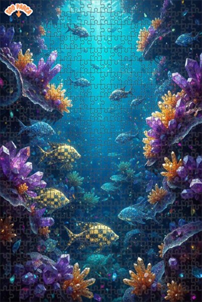 Teona Ahşap Crystal Sea Creatures Oil Painting Look Wooden Puzzle 500 Pieces ...