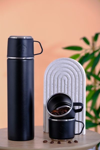 Bienly 500 ml Stainless Steel Thermos with 3 Cups |   Bpa Free |   Sus304 |  ...