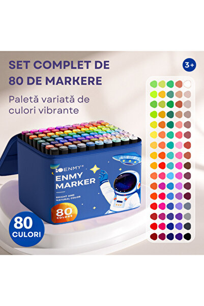 Qova Set de 80 de markere profesionale, cerneală pe bază de alcool, Qova®, mu...