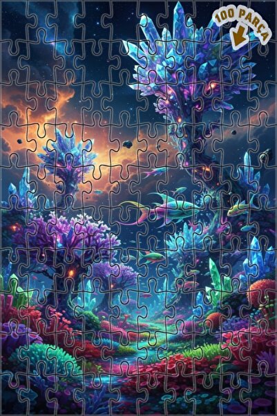 Teona Ahşap أسماك الغابة الكريستالية فانتاستيك آرت 100 قطعة 25x25