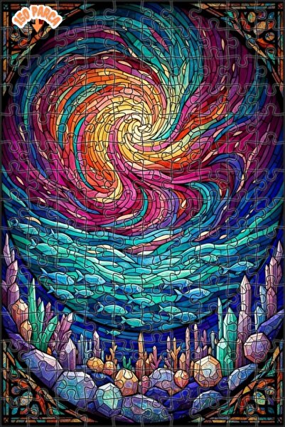 Teona Ahşap لغز خشبي ملون بتصميم منارة ونافذة زجاجية ملونة، ذو طابقين، 150 قط...