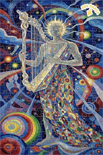 Teona Ahşap لغز خشبي مؤطر ذو طابقين بتصميم فني لعازف الآلات الكوزمية وآلهة ال...