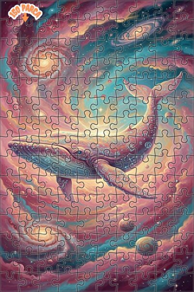 Teona Ahşap Galactic Whale Art Puzzle Double Layer Framed Wooden Puzzle 150 P...