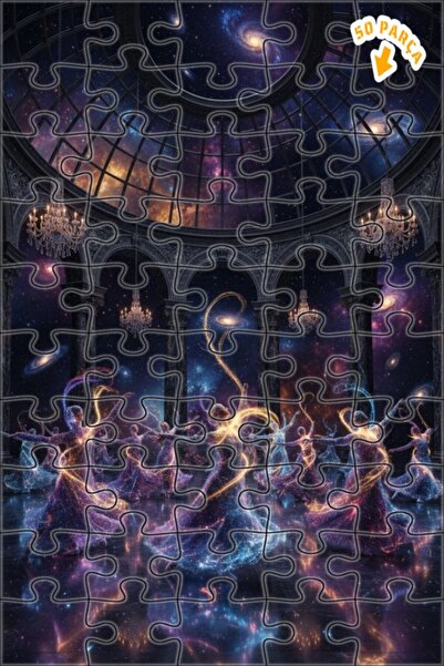 Teona Ahşap لغز خشبي مؤطر ذو طبقتين بتصميم راقصات جالاكتيك دانسرز 50 قطعة 15x25