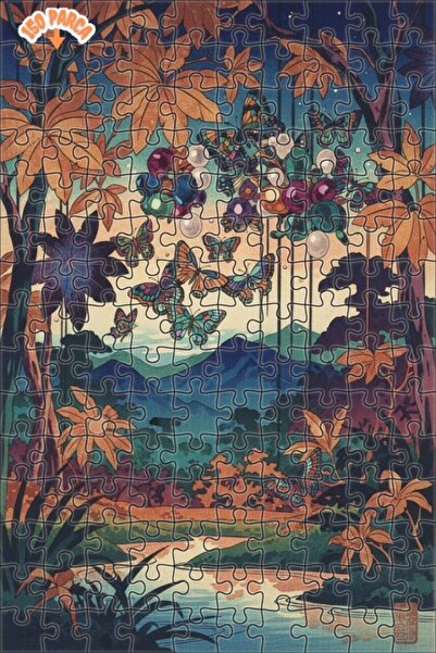 Teona Ahşap لغز خشبي مؤطر بطبقتين بمظهر لوحة زيتية لفراشات الغابة الغامضة 150...