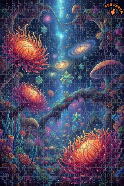 Teona Ahşap لغز خشبي مؤطر ذو طبقتين بتصميم زهور تحت البحرية من سلسلة جالاكتيك...