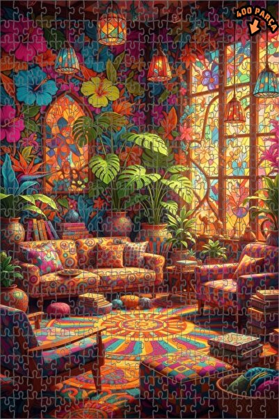 Teona Ahşap لغز خشبي مؤطر من طبقتين من بوهيم آرت كولور سالون، 400 قطعة، 35x35