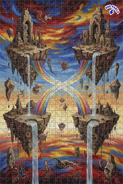 Teona Ahşap لغز خشبي بتصميم شلالات السماء الخيالية بتأثيرات الألوان الزيتية 6...