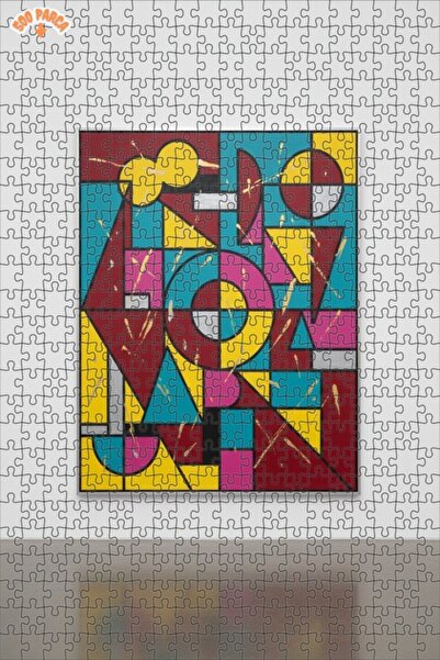 Teona Ahşap لغز خشبي ذو طبقتين بتصميم فني تجريدي هندسي 500 قطعة 50x30