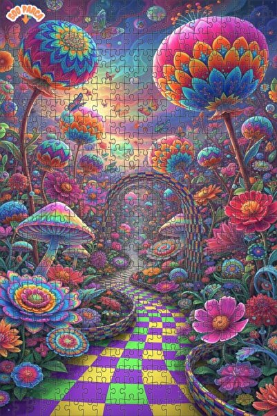 Teona Ahşap Colorful Mandala Garden Double Layer Framed Wooden Puzzle 500 Pie...