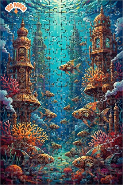 Teona Ahşap لغز خشبي بإطار مزدوج الطبقات بتصميم مدينة ستيمبانك تحت الماء بمظه...