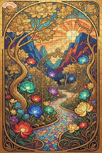 Teona Ahşap لغز خشبي على شكل بوابة حديقة خيالية بتصميم زيتوني اللون، ذو طبقتي...