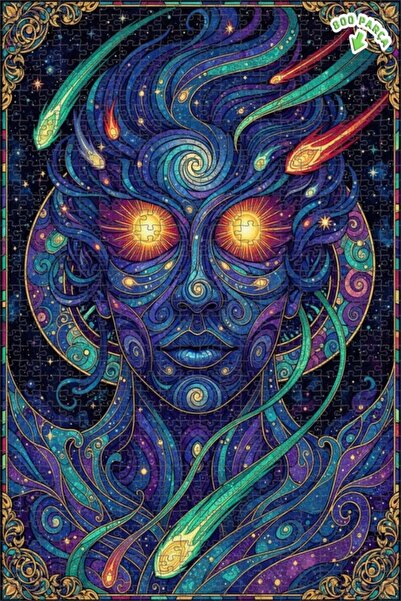 Teona Ahşap لغز خشبي مؤطر بطبقتين على شكل وجه كوني 800 قطعة 70x50