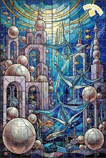 Teona Ahşap لغز خشبي مزدوج الطبقات من طراز أسرار أتلانتس، فن الزجاج الملون، 2...