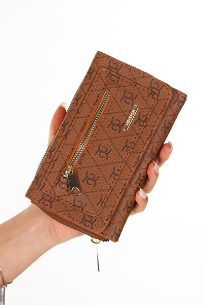 Eliza Women's Leather Monogram Patterned Card Holder and Wallet