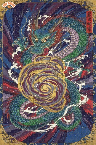 Teona Ahşap لغز خشبي مؤطر بطبقتين بنمط التنين وتأثيرات الألوان الزيتية 500 قط...