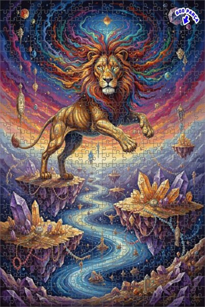 Teona Ahşap لغز خشبي مؤطر من طبقتين بتصميم رحلة الأسد الروحي الكونية، لوحة زي...