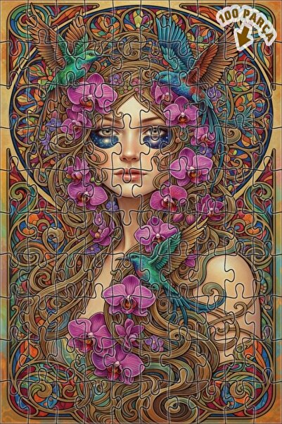 Teona Ahşap ألغاز خشبية ذات طبقتين بإطار ملون بتصميم طيور ملونة تبدو كلوحة زي...