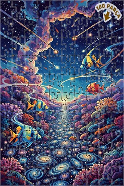 Teona Ahşap لغز فني بتصميم لوحة زيتية تحت البحرية من سلسلة جالاكتيك، 100 قطعة...