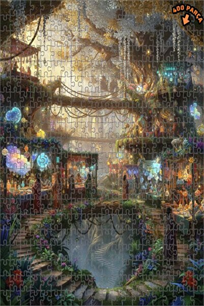 Teona Ahşap سوق الغابة السحرية بمنظر لوحة زيتية 400 قطعة 35x35