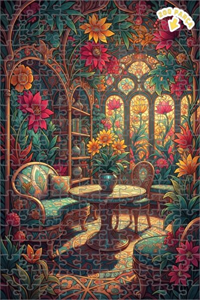 Teona Ahşap لوحة زيتية لحديقة الزهور على طراز آرت نوفو، ألغاز خشبية مؤطرة بطب...