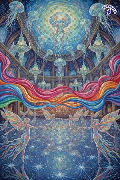 Teona Ahşap لغز خشبي ذو طبقتين على شكل جنية بأجنحة قوس قزح وكرة قنديل البحر 6...