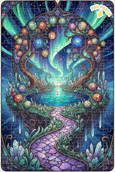 Teona Ahşap لغز خشبي مؤطر على شكل شجرة أورورا السحرية مكون من طبقتين 200 قطعة...