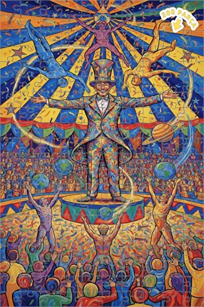 Teona Ahşap لغز خشبي بتصميم عرض السيرك، لغز خشبي ذو طبقتين بإطار، 200 قطعة، 2...